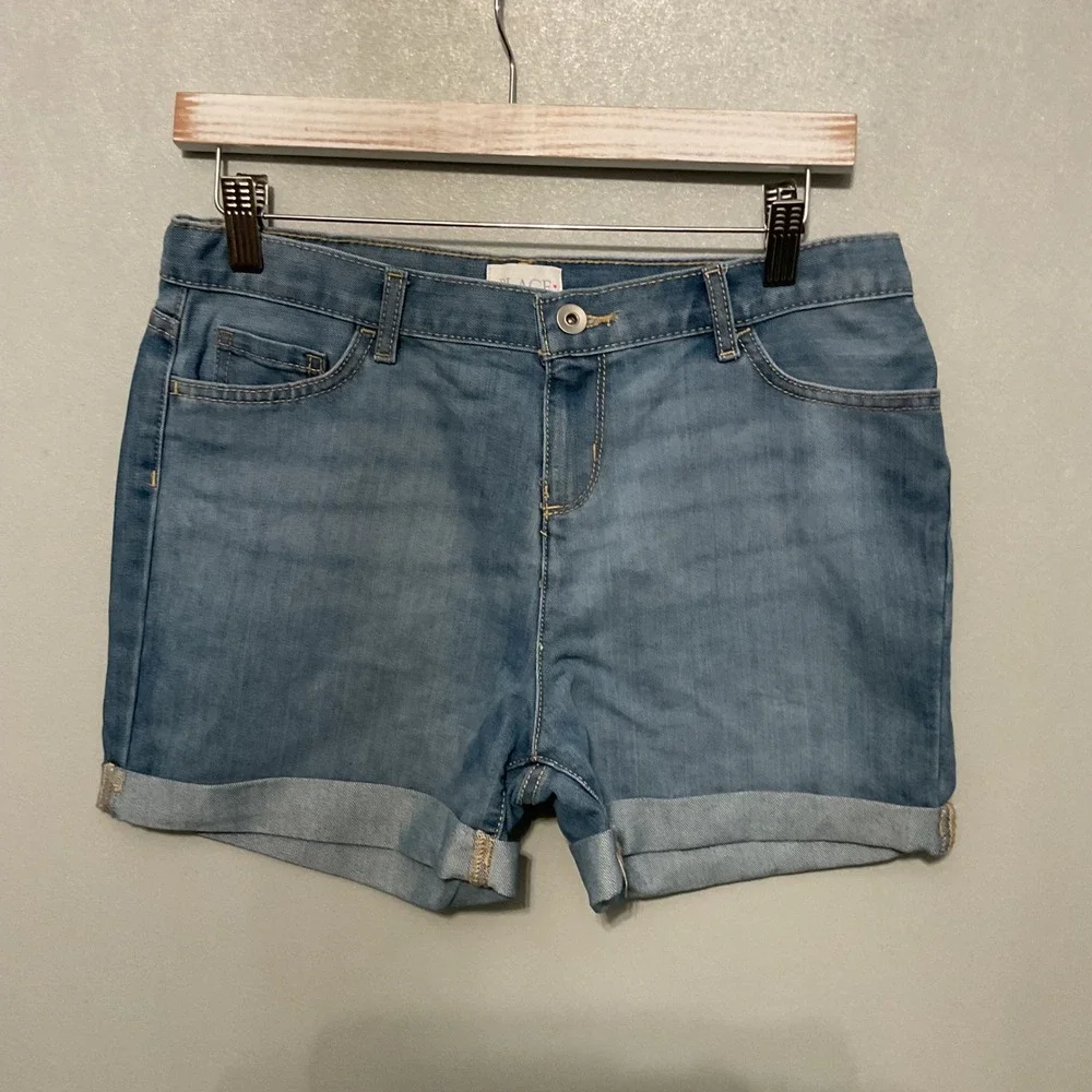 The Childrens Place Girls Denim Shorts Cuffed Light Wash‎ Size 16